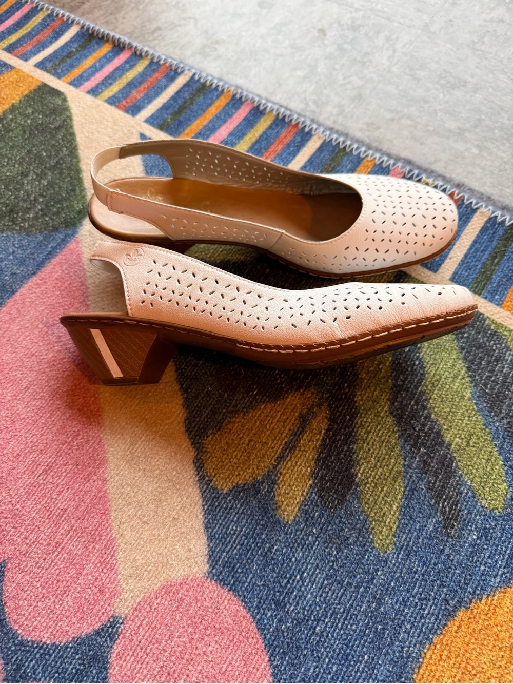 Rieker White Kitten-Heel Slingback Mules - Picture 7 of 8